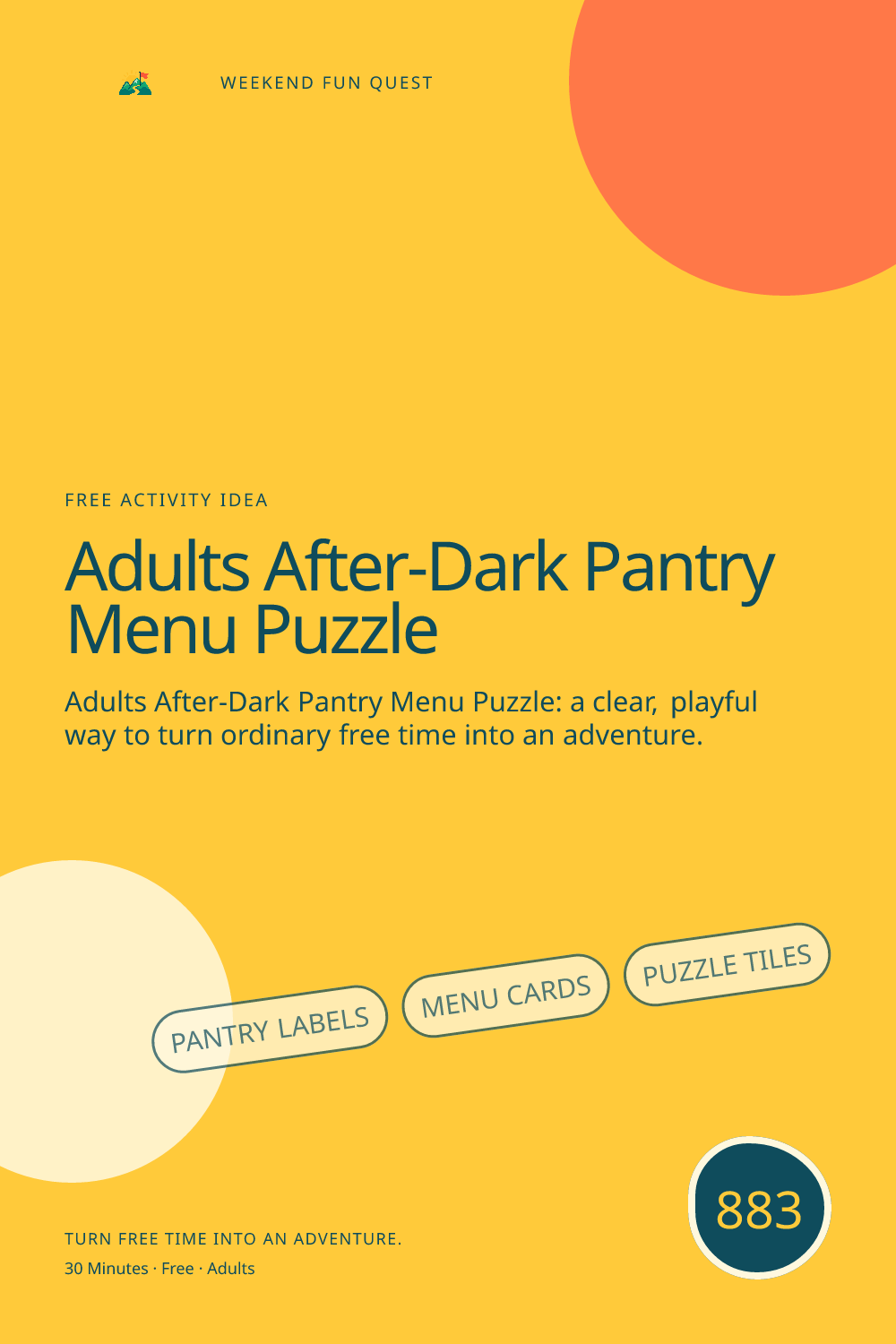 Vertical Pinterest for adults after-dark pantry menu puzzle featuring pantry labels, menu cards, puzzle tiles