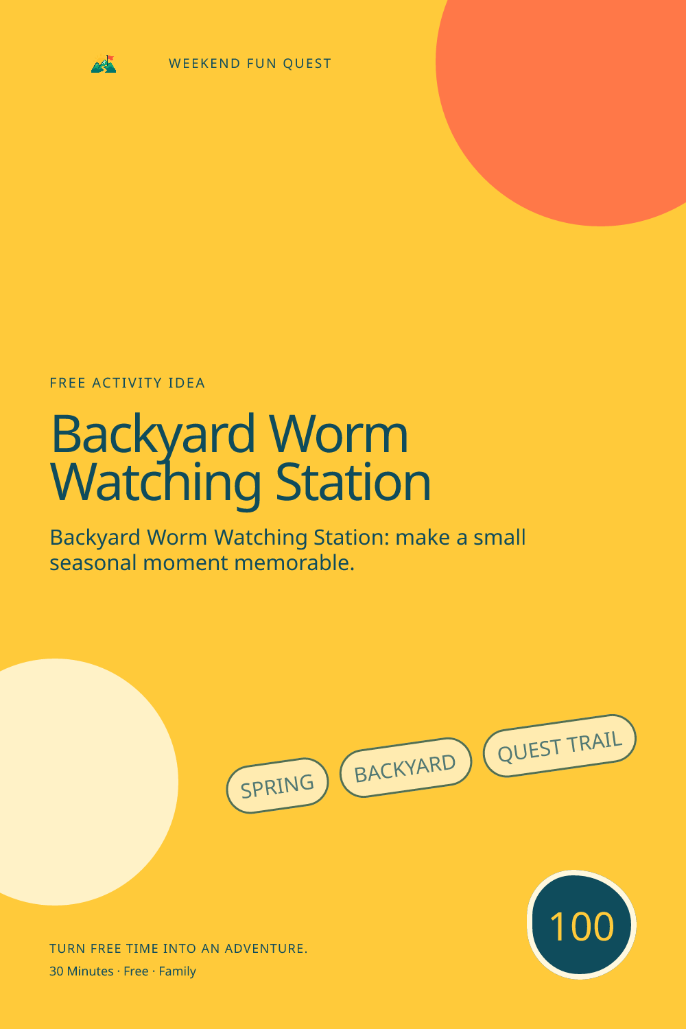 Vertical Pinterest illustration for backyard worm watching station featuring observe earthworms respectfully after rain and record where they move