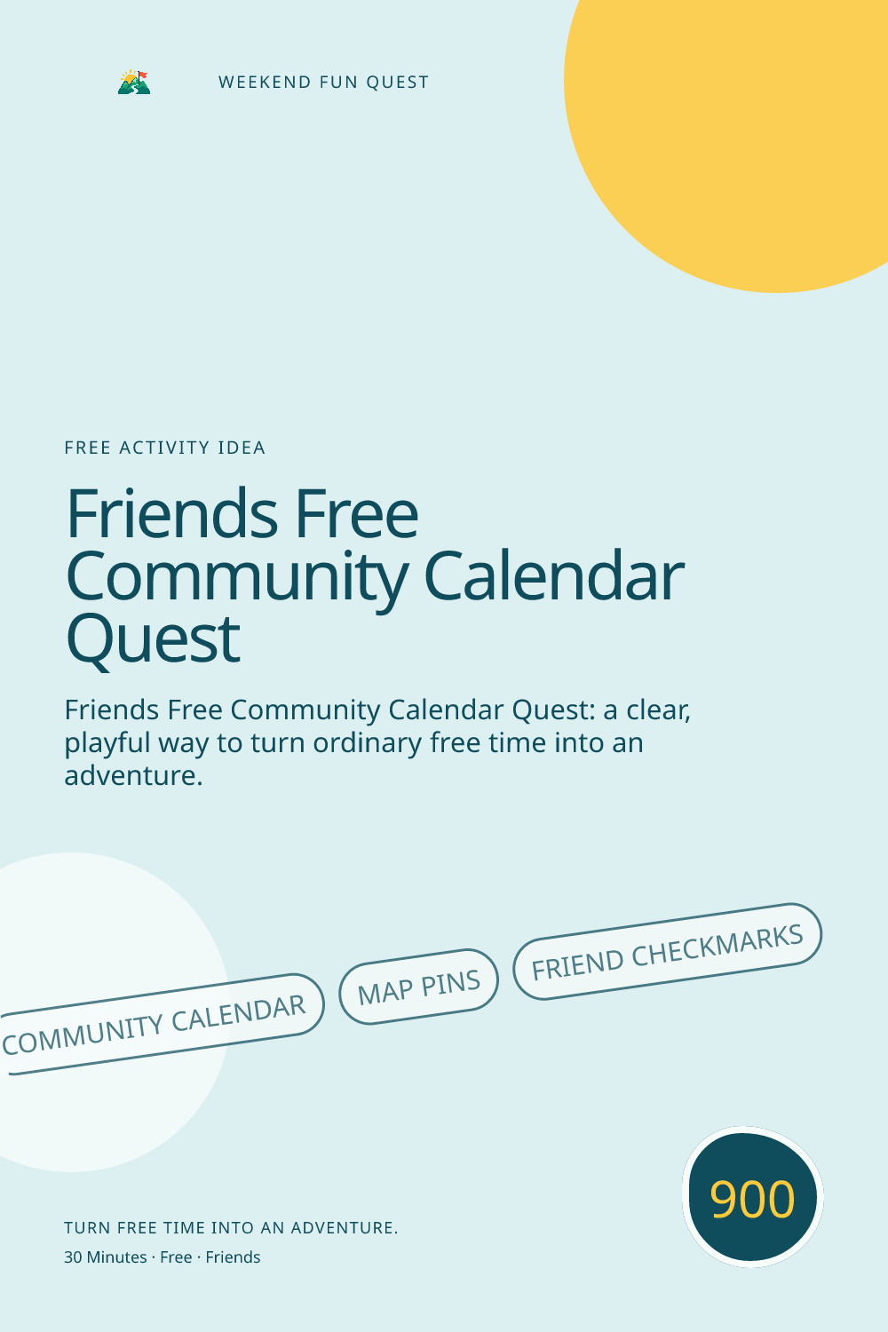 Vertical Pinterest for friends free community calendar quest featuring community calendar, map pins, friend checkmarks