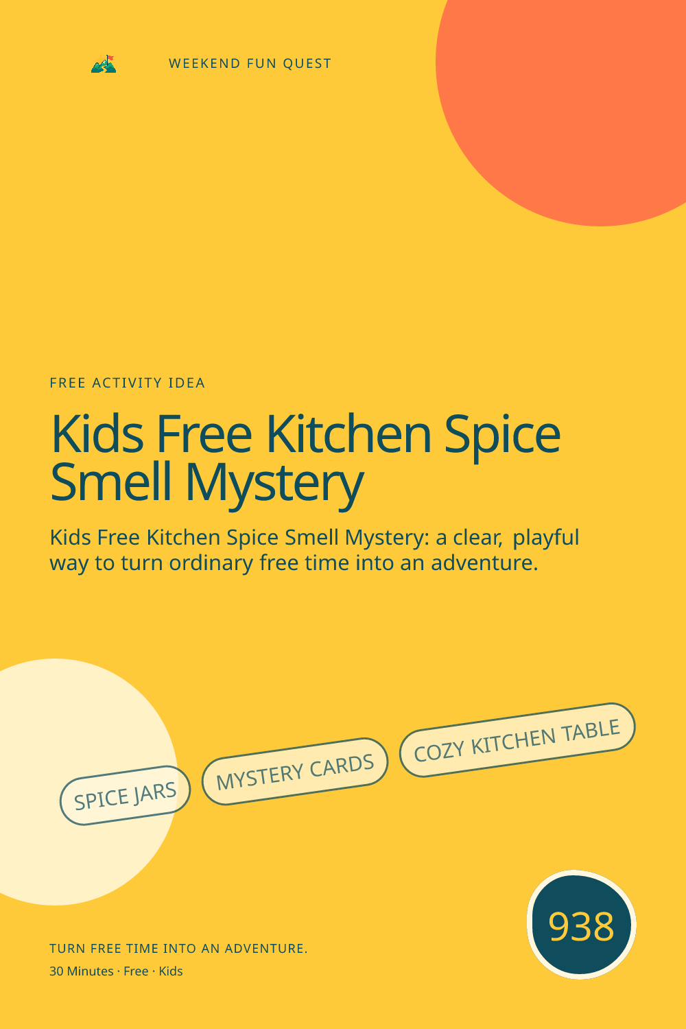 Vertical Pinterest for kids free kitchen spice smell mystery featuring spice jars, mystery cards, cozy kitchen table