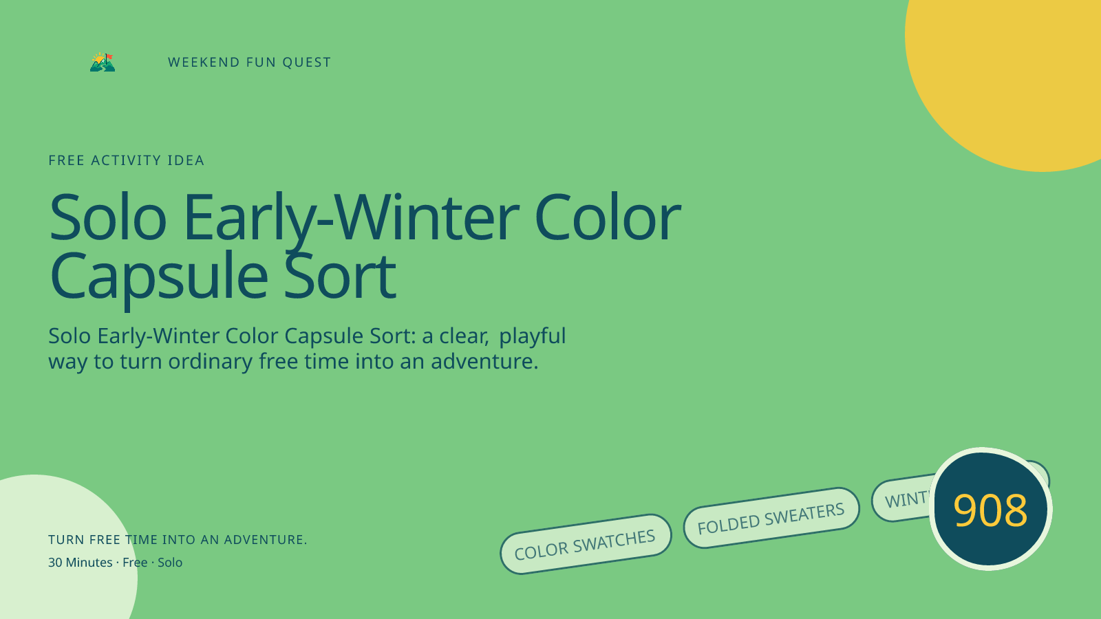 Wide hero for solo early-winter color capsule sort featuring color swatches, folded sweaters, winter checklist