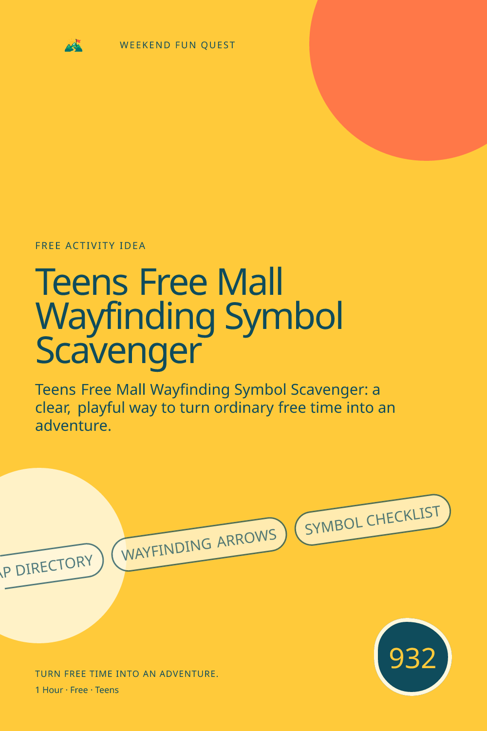 Vertical Pinterest for teens free mall wayfinding symbol scavenger featuring map directory, wayfinding arrows, symbol checklist